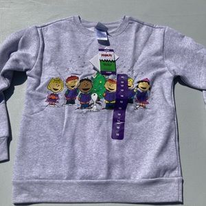 Peanuts light up sweatshirt size 10 kid NWT Charlie Brown Snoopy gray Christmas